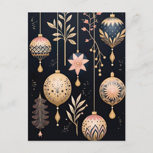 Elegant illustration of Christmas tree bullets Postcard (Front)