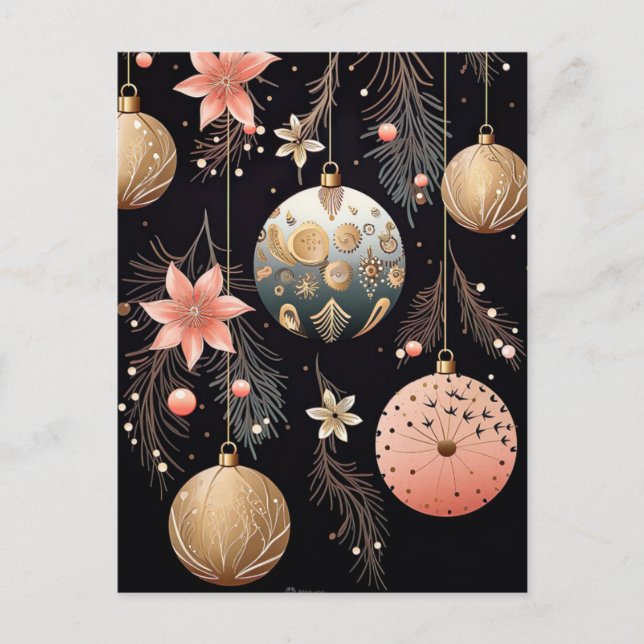Elegant illustration of Christmas tree bullets Postcard (Front)