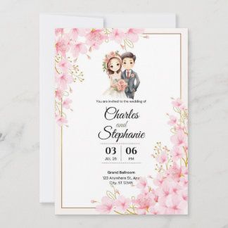 Elegant Illustrative Floral Wedding Invitation