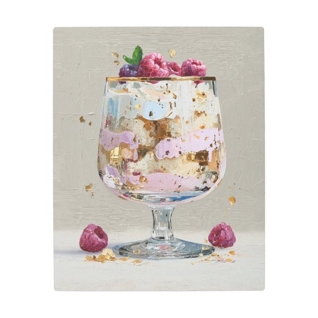 Elegant Impasto Raspberry Dessert  Metal Print (Front)