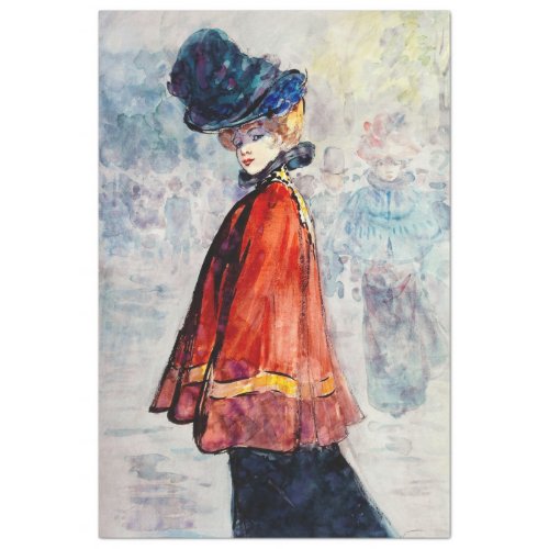 ELEGANT IN A RED CAPE _ HENRY SOMM TISSUE PAPER