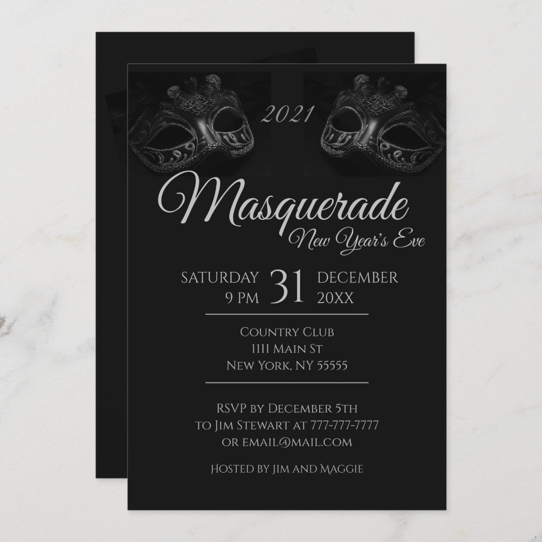 Elegant In Black Masquerade Party Invitation | Zazzle