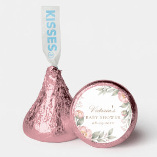 Elegant In Bloom Pink Peonies Baby Shower  Hershey®'s Kisses®