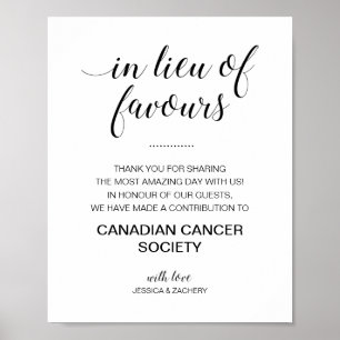 Elegant In Lieu Of Favors Donation Wedding Sign
