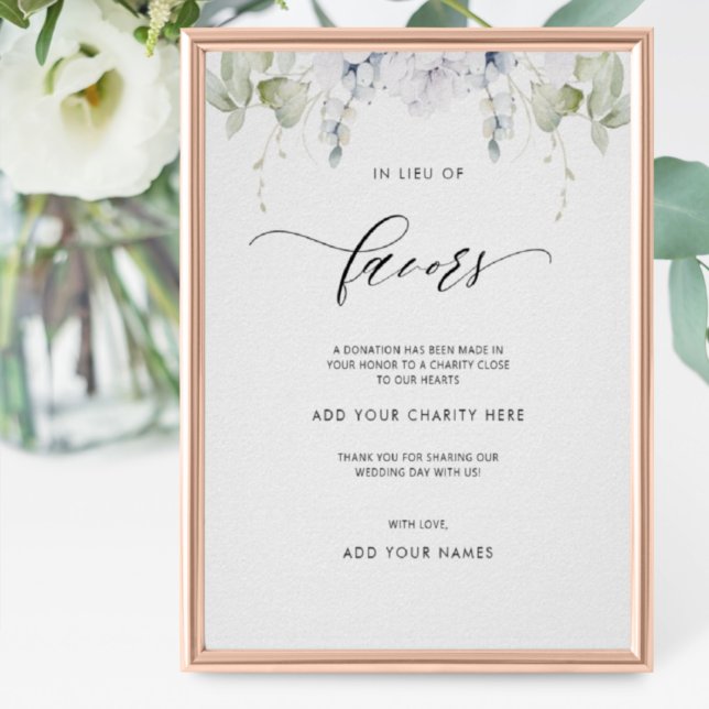 Elegant In Lieu of Favors Wedding Sign (Creator Uploaded)