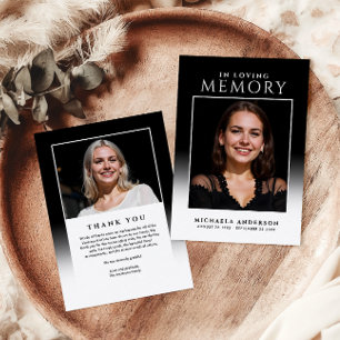 Elegant In Loving Memory 2-Photo Funeral/Memorial Thank You Card