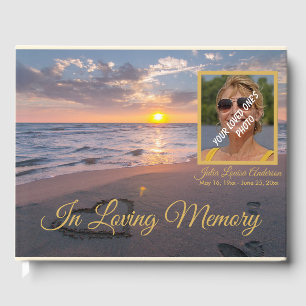 Elegant In Loving Memory Beach Sunset Ocean Photo Guest Book