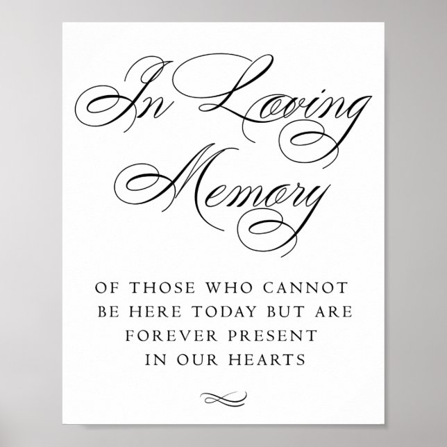 Elegant In Loving Memory Black Calligraphy | Chic Poster (Front)