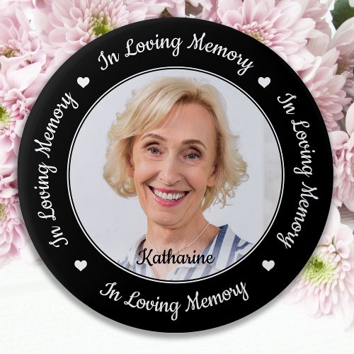 Elegant In Loving Memory Custom Photo Memorial Button