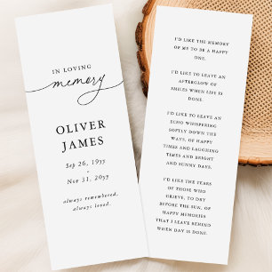 Elegant in Loving Memory Funeral Bookmarks