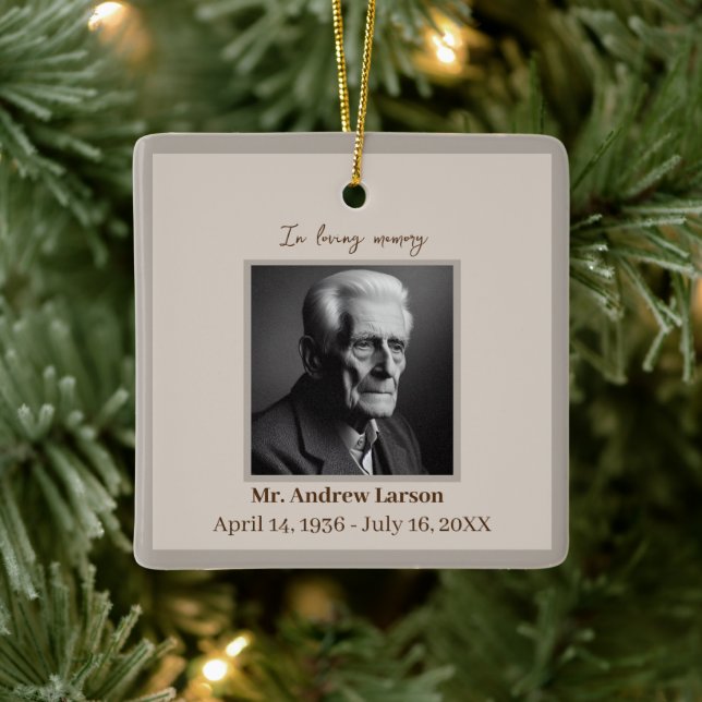 Elegant In Loving Memory Funeral Memorial   Ceramic Ornament (Tree)