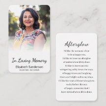 Elegant In Loving Memory Funeral Memory Card
