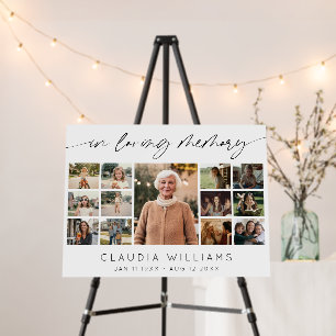 Elegant In Loving Memory Funeral Photo Collage  Foam Board