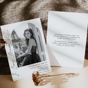 Elegant In Loving Memory Funeral Simple Photo Invitation