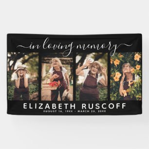 Elegant In Loving Memory Memorial 4 Photo Collage Banner