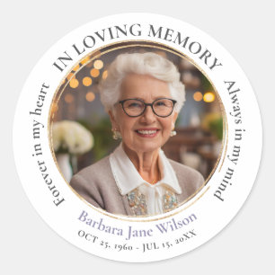 Elegant In Loving Memory Memorial Funeral Classic Round Sticker
