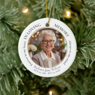 Elegant In Loving Memory Memorial Funeral Keepsake Ceramic Ornament