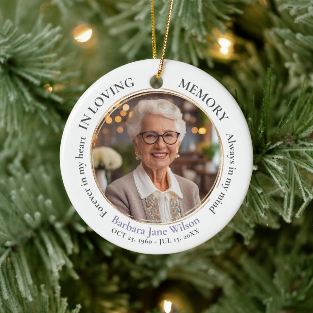 Elegant In Loving Memory Memorial Funeral Keepsake Ceramic Ornament (Tree)