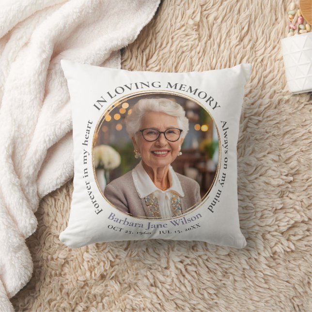 Elegant In Loving Memory Memorial Funeral Keepsake Throw Pillow (Blanket)