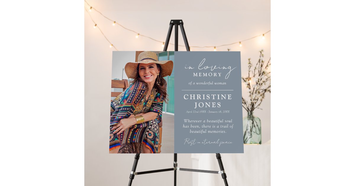 Elegant In Loving Memory Memorial Funeral Photo Foam Board Zazzle