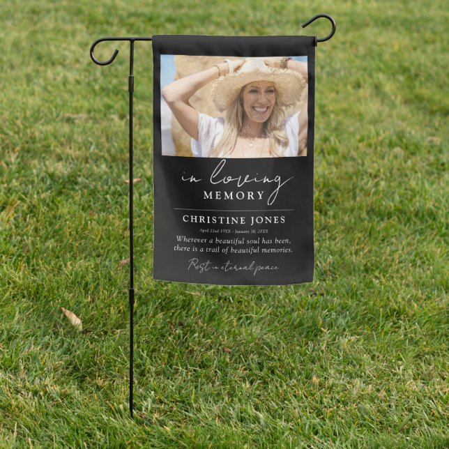 Elegant In Loving Memory Memorial Funeral Tribute Garden Flag (In SItu)