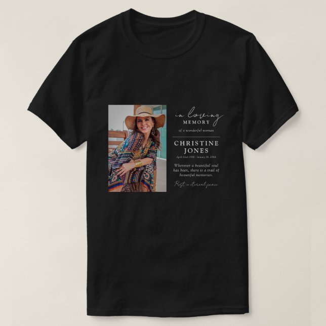 Elegant In Loving Memory Memorial Funeral Tribute T-Shirt Zazzle