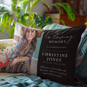 Elegant In Loving Memory Memorial Photo Accent Pillow