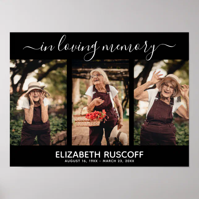 Elegant In Loving Memory Memorial Photo Collage Poster | Zazzle