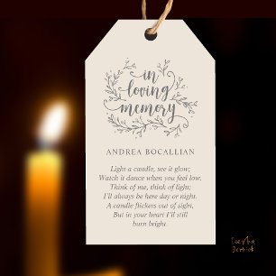 Elegant In Loving Memory Memorial Poem Candle Gift Tags