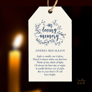 Elegant In Loving Memory Memorial Poem Candle Gift Tags