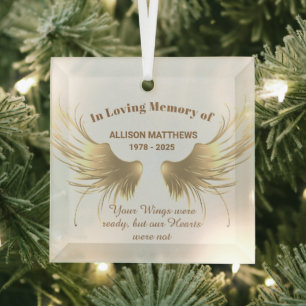 Elegant in Loving Memory of Memorial Glass Ornament