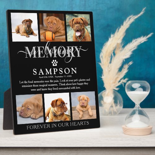 Elegant In Loving Memory Pet Loss Photo Collage  Plaque