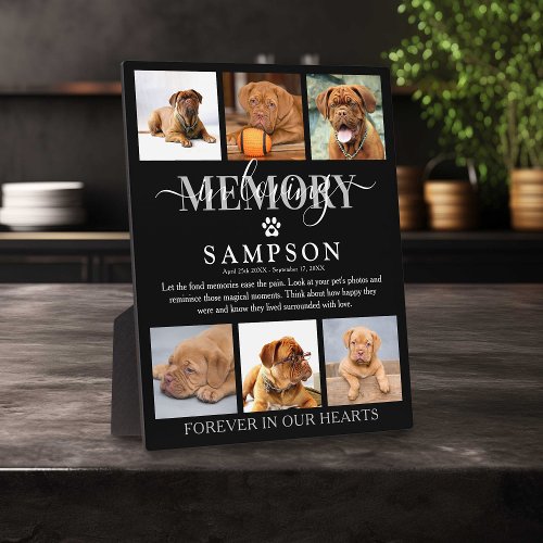 Elegant In Loving Memory Pet Loss Photo Collage  Plaque