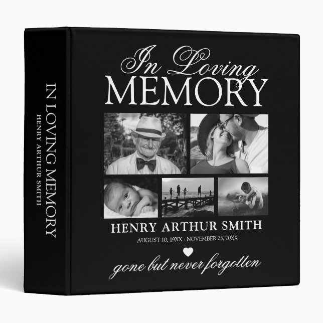 Elegant In Loving Memory Photo Album 3 Ring Binder (Front/Spine)