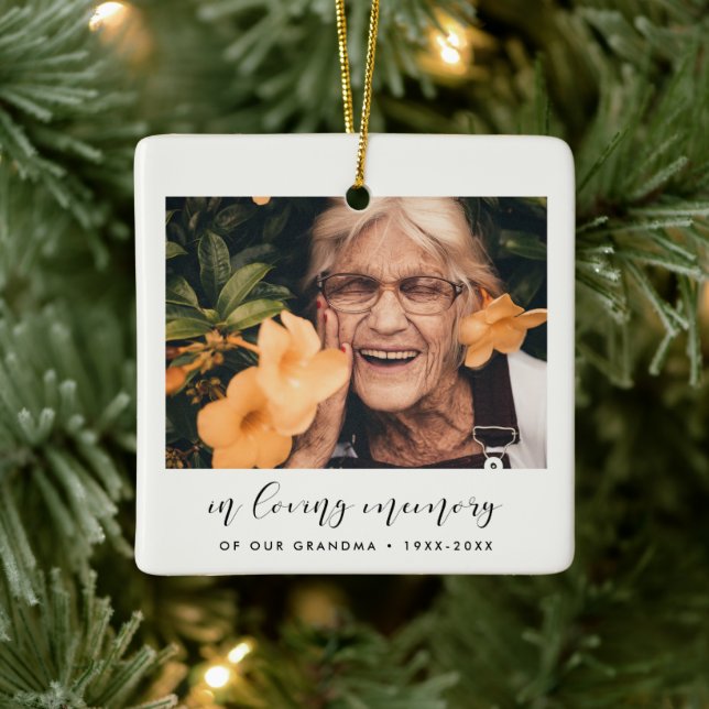 Elegant In loving memory Photo Ceramic Ornament (Tree)