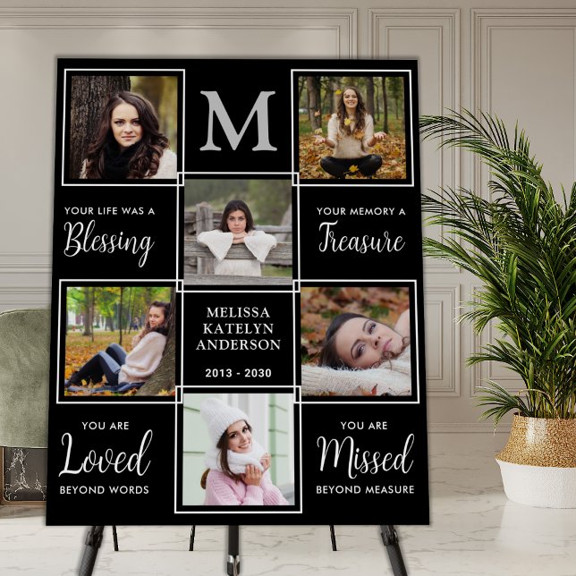 Elegant In Loving Memory Photo Collage Funeral Foam Board (Creator Uploaded)