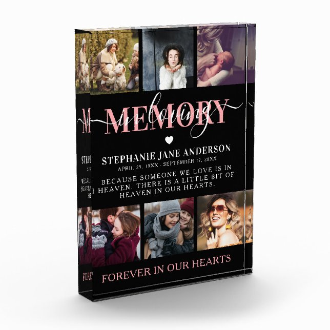 Elegant In Loving Memory Photo Collage Memorial Block (Left)