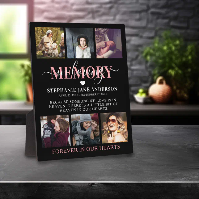 Elegant In Loving Memory Photo Collage Memorial Plaque | Zazzle