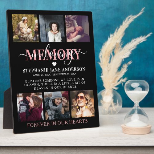 Elegant In Loving Memory Photo Collage Memorial Plaque