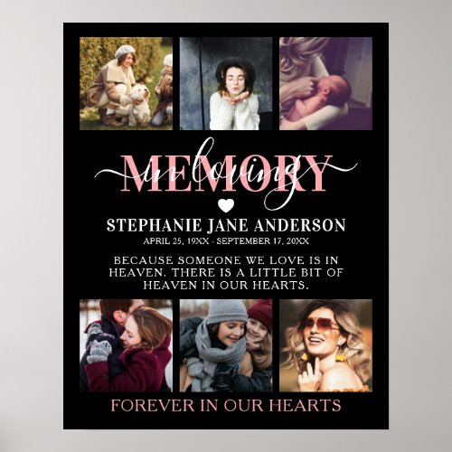 Elegant In Loving Memory Photo Collage Memorial Poster
