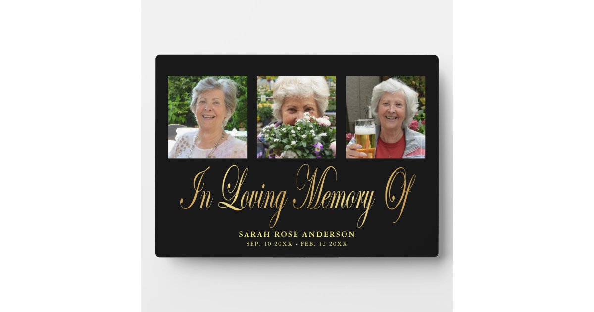 Elegant In Loving Memory Photo Collage Plaque | Zazzle