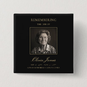 Elegant in Loving Memory Photo Funeral Button