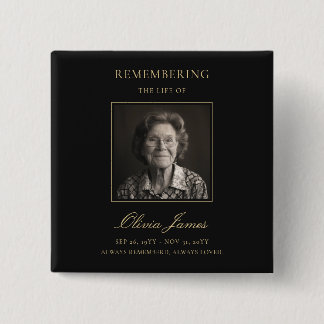 Elegant in Loving Memory Photo Funeral Button