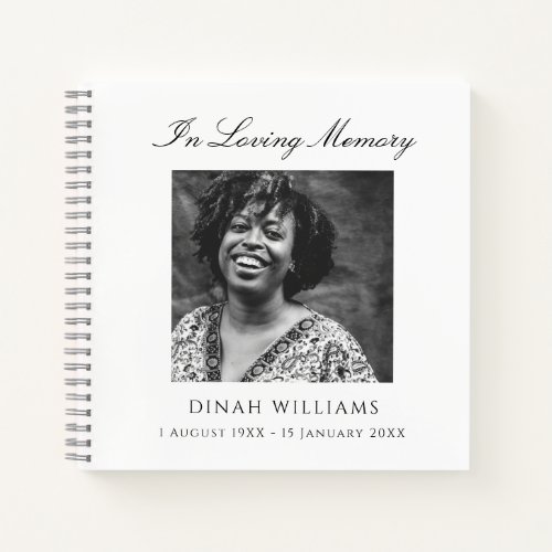 Elegant In Loving Memory Photo Funeral Guest Book