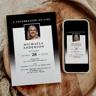 Elegant In Loving Memory Photo Funeral/Memorial Invitation