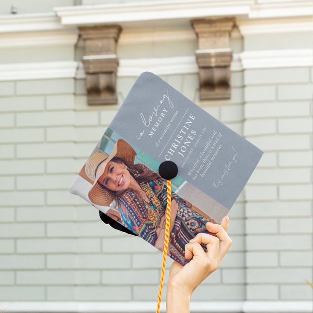 Elegant In Loving Memory Photo Graduate Graduation Graduation Cap Topper (Creator Uploaded)