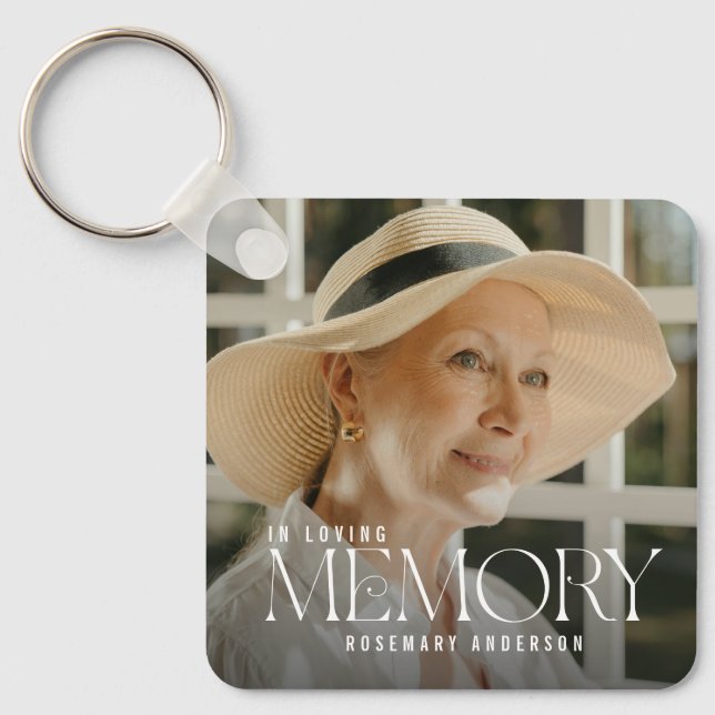 Elegant In Loving Memory Photo Keepsake Keychain (Front)