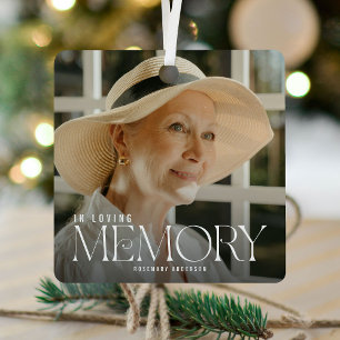Elegant In Loving Memory Photo Keepsake Metal Ornament