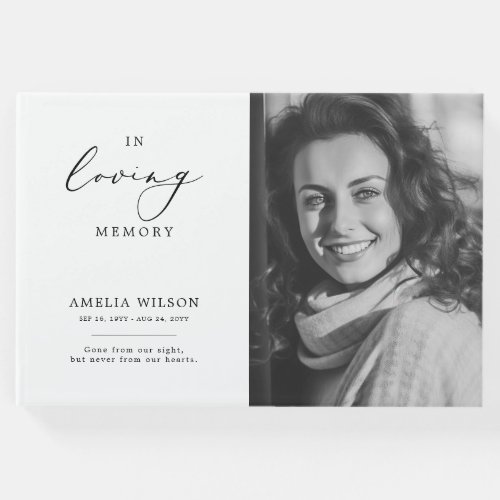 Elegant In Loving Memory Photo Memorial Funeral Guest Book