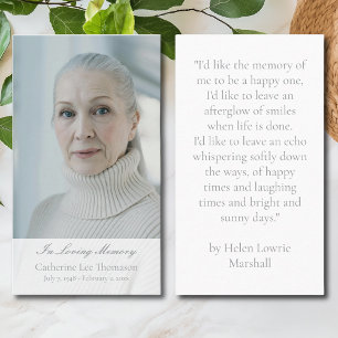 Elegant In Loving Memory Photo Prayer Cards